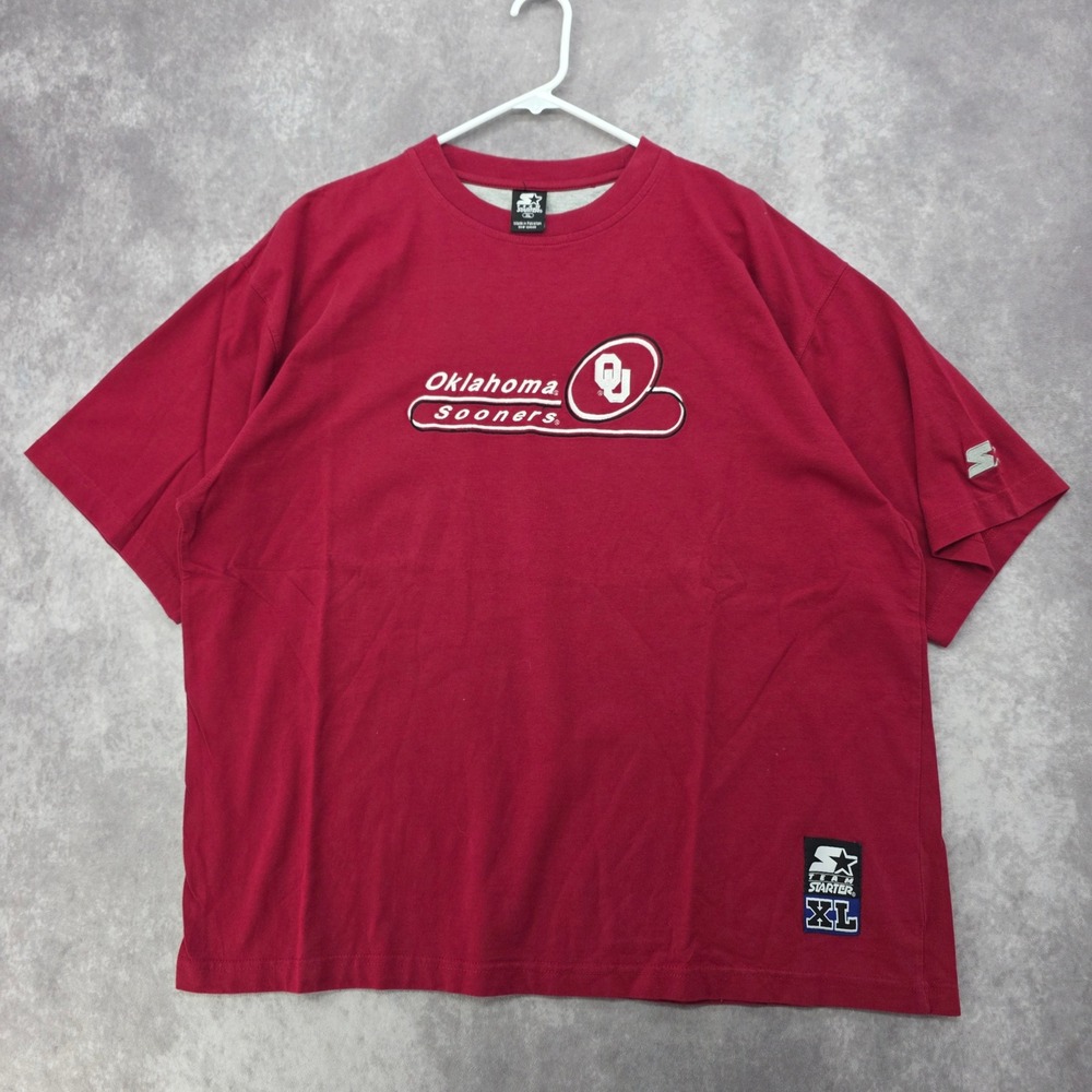 Vintage Oklahoma Sooners Starter T-Shirt Mens XL Red Embroidered Team Starter